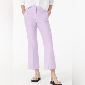 J. Crew Women's Hayden Linen Blend Lilac Purple Crop Flare Pant